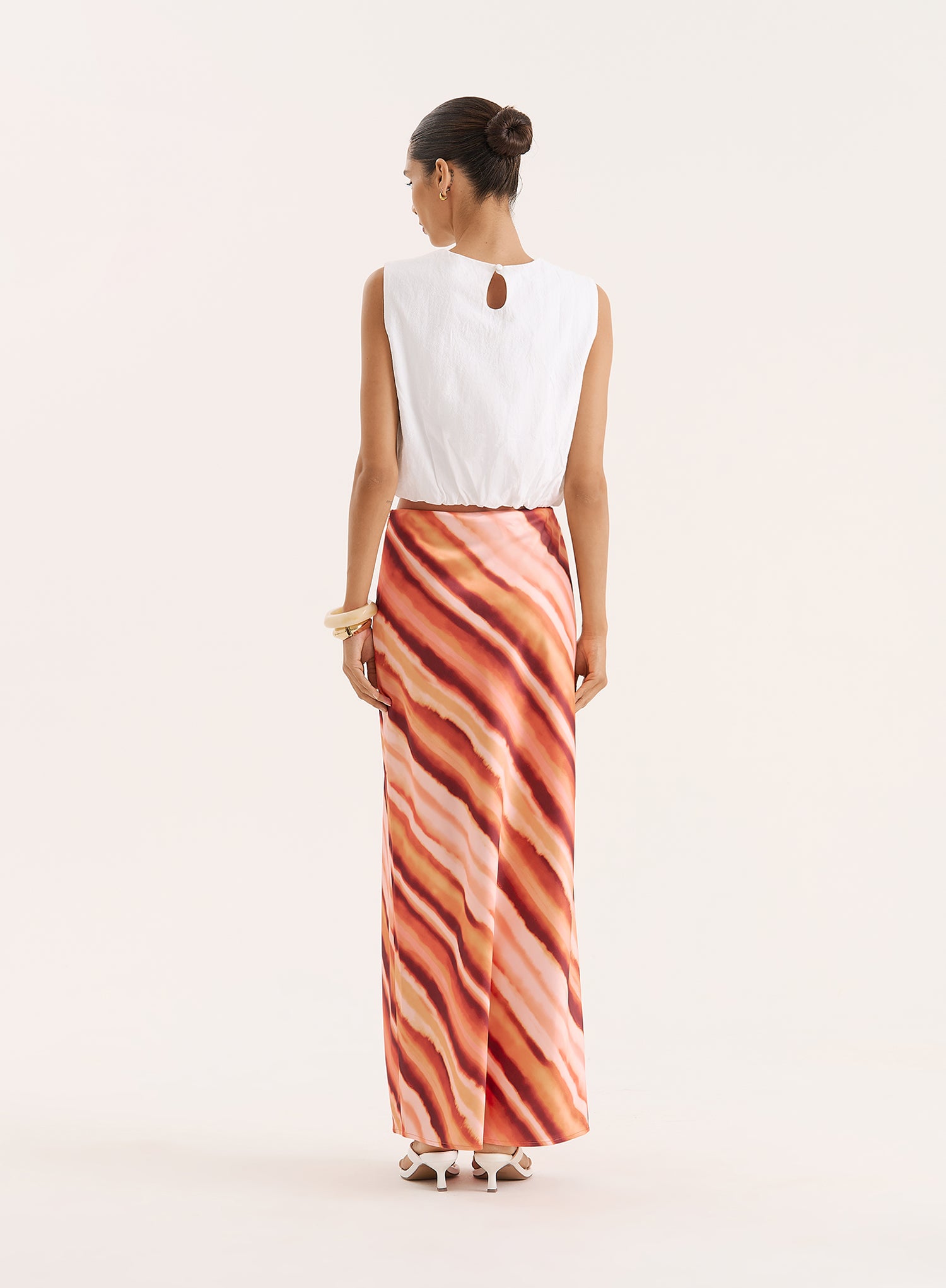 Ombre Stripe Satin Maxi Skirt